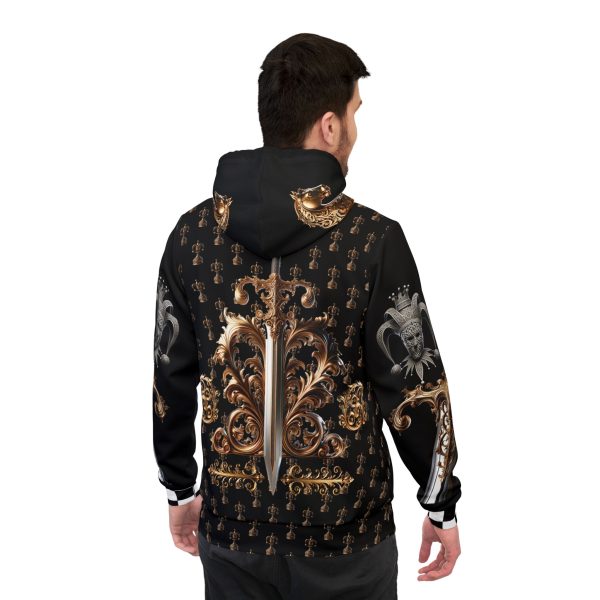 Elegant Vintage Chess II Athletic Hoodie - Sophisticated Shield and Ornate Design - Image 4