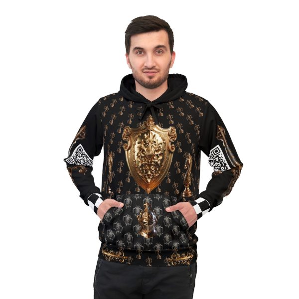 Elegant Vintage Chess II Athletic Hoodie - Sophisticated Shield and Ornate Design - Image 3