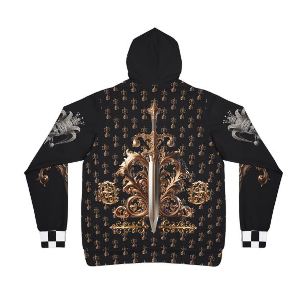 Elegant Vintage Chess II Athletic Hoodie - Sophisticated Shield and Ornate Design - Image 2